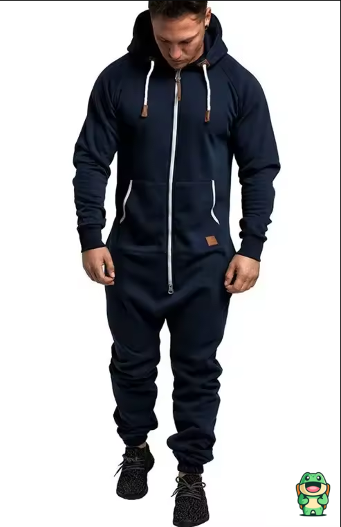 Grenouillère Pyjama Homme Polaire à Capuche - Onesie Confortable Grandes Tailles Hiver Chaud